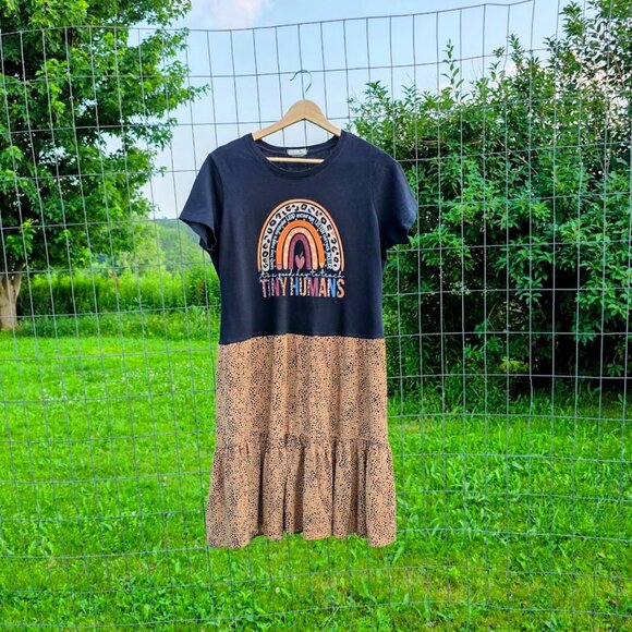 Upcycled It's A Good Day To Teach Tee Dress M - Picture 2 of 10